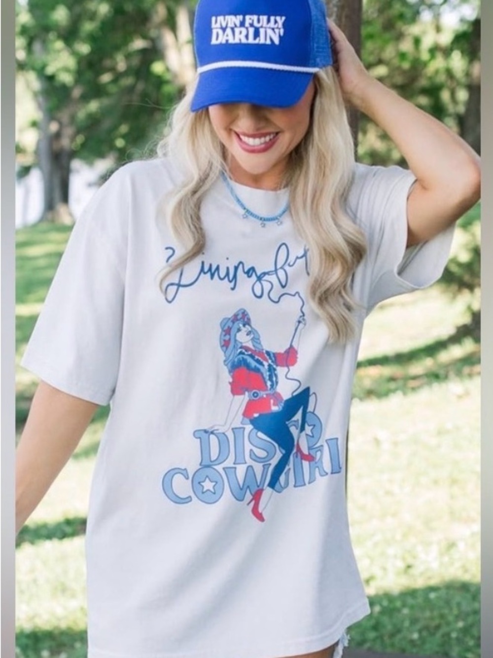 Mallory Ervin / Living Fully Co collab with Disco Cowgirl Shirt - Creamy grayish